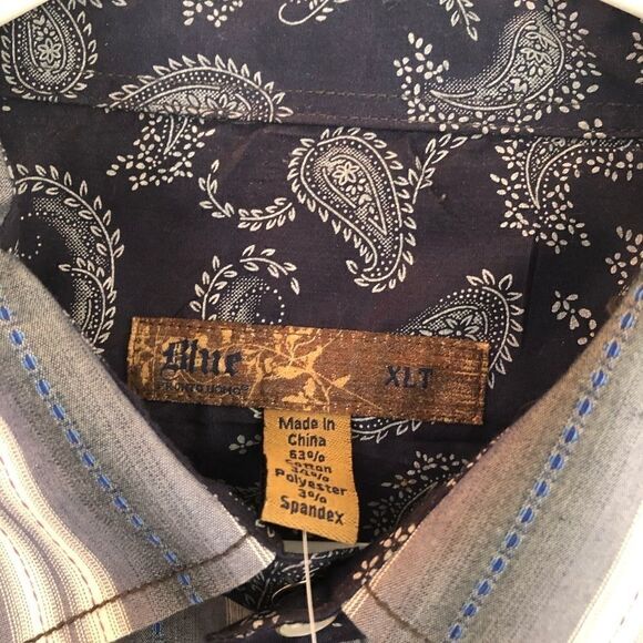 NWT Blue Pronto Uomo Long Sleeve Pearl Snap Shirt - Picture 3 of 7